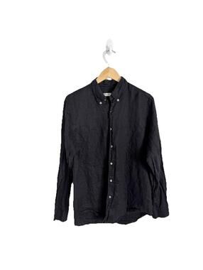 Men's Casual Black Button-Down Shirt